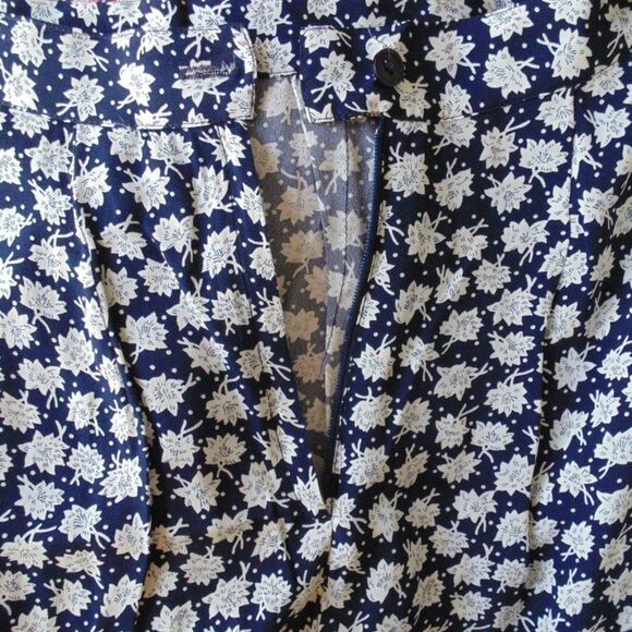 Vintage Skirt Set, XS, 3 piece, Top/Skirt/Belt, Blue Floral Rayon, Peplum, LS - Picture 10 of 12